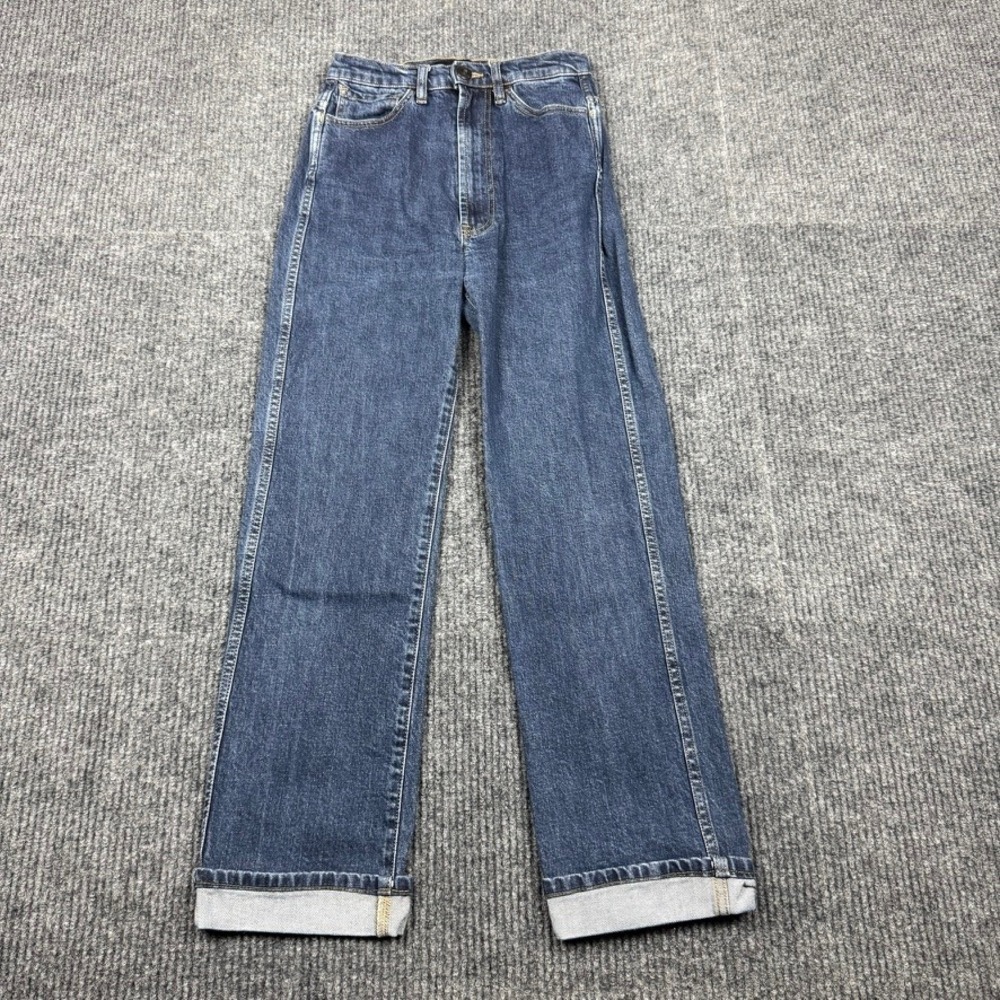 3x1 Claudia Extream High Rise Straight Leg Jeans Blue Tinted 25 Made in Italy